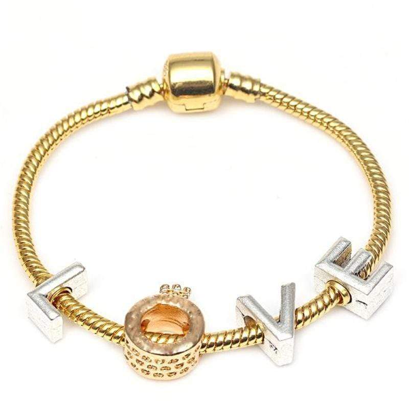 Pandora Pandora Styled Golden Charm Bracelets Gold/Love / 17cm