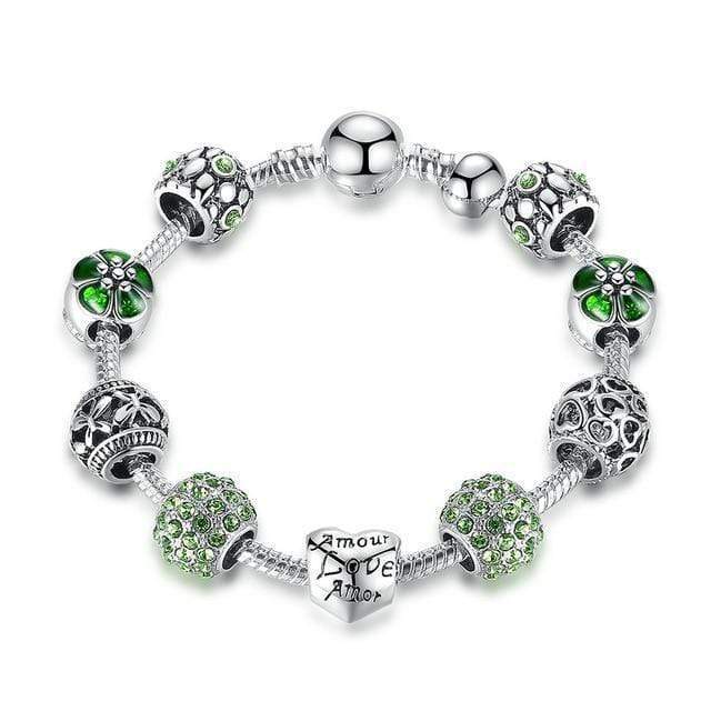 Pandora Pandora Styled Silver Charm Bracelet Green / 20cm