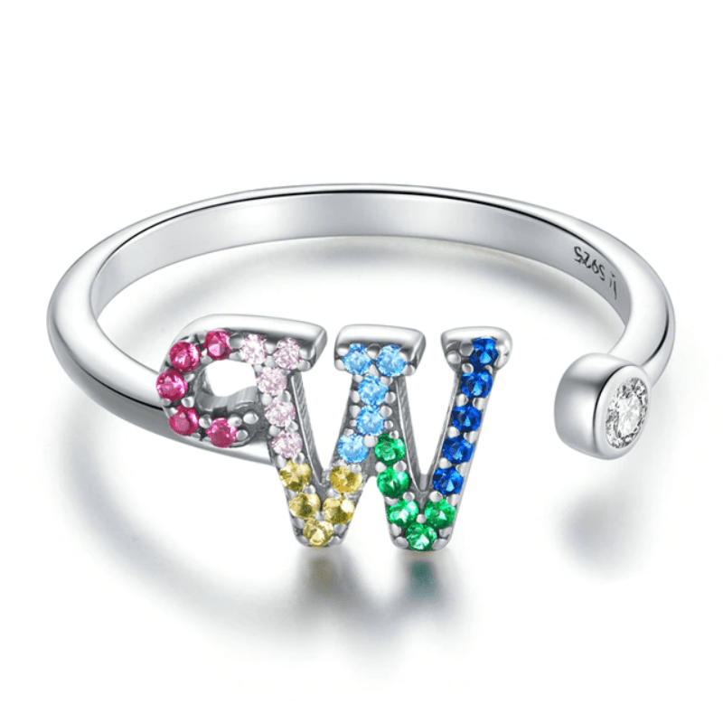 Rings Letter Ring Stackable Adjustable Size