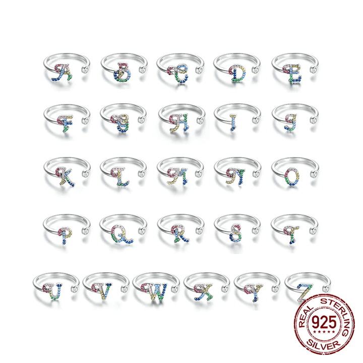 Rings Letter Ring Stackable Adjustable Size