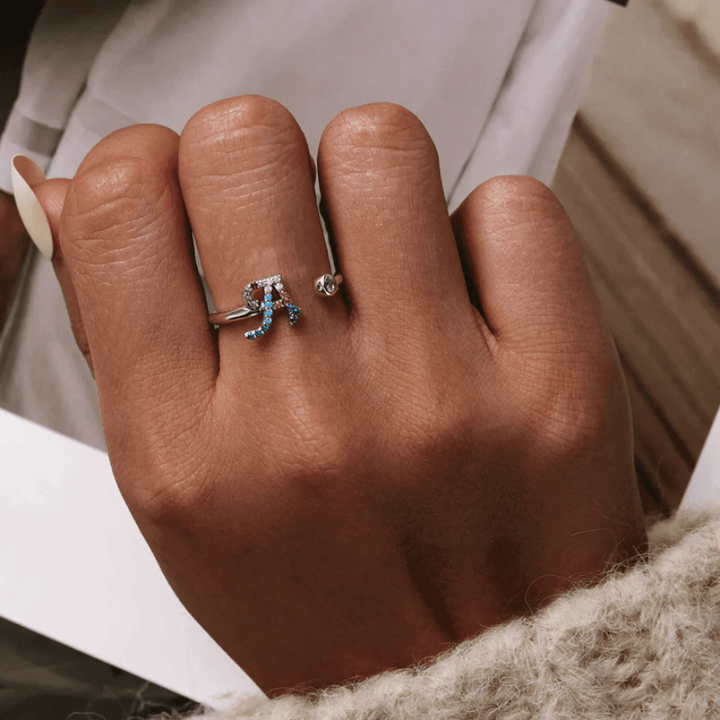 Rings Letter Ring Stackable Adjustable Size