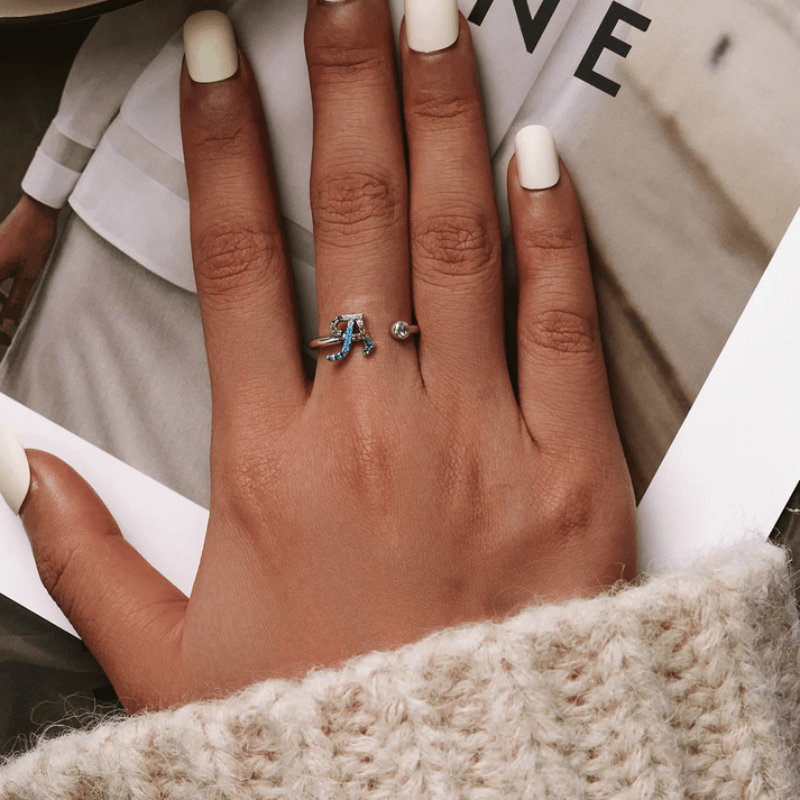 Rings Letter Ring Stackable Adjustable Size