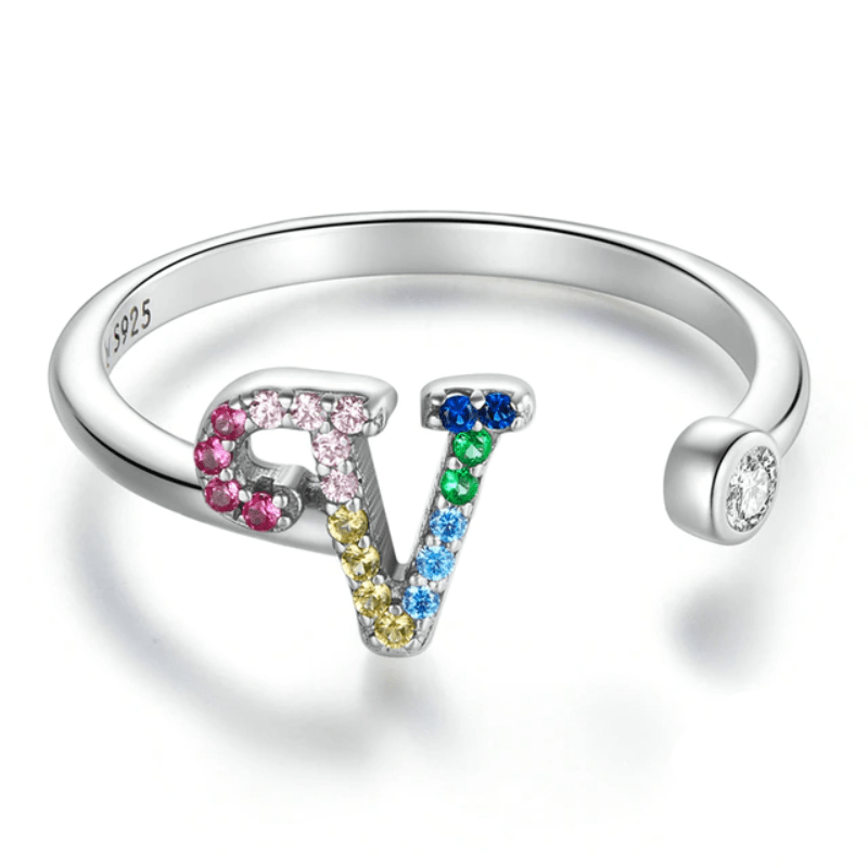 Rings Letter Ring Stackable Adjustable Size