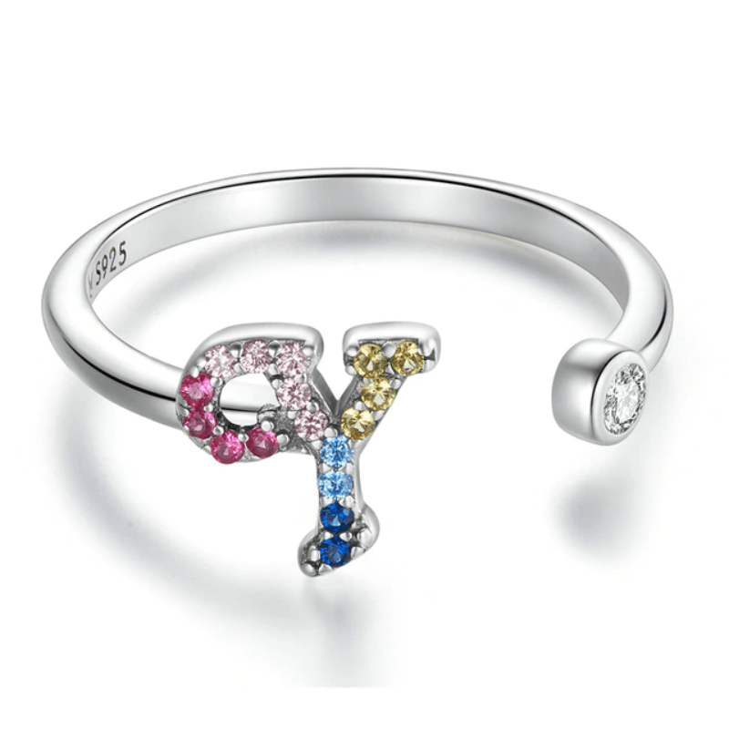 Rings Letter Ring Stackable Adjustable Size