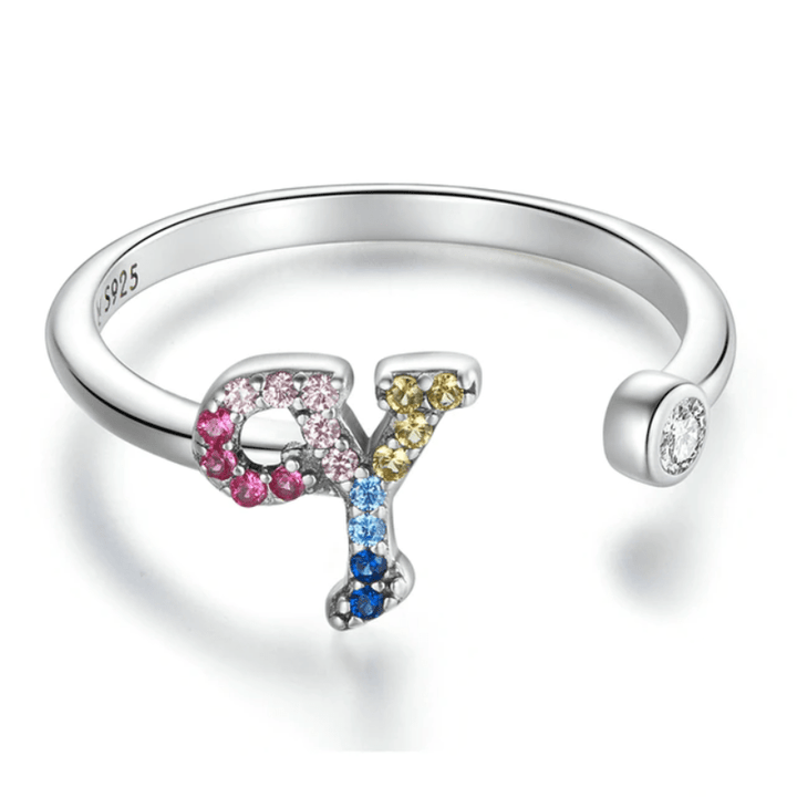 Rings Letter Ring Stackable Adjustable Size