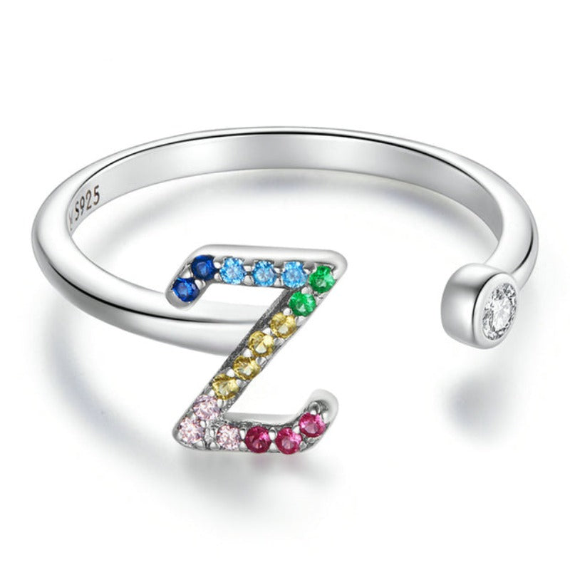 Rings Letter Ring Stackable Adjustable Size
