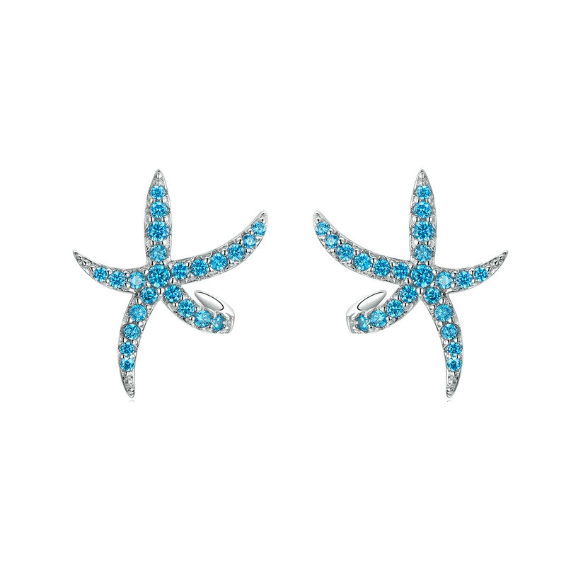 Stud Aqua Blue Starfish Earrings
