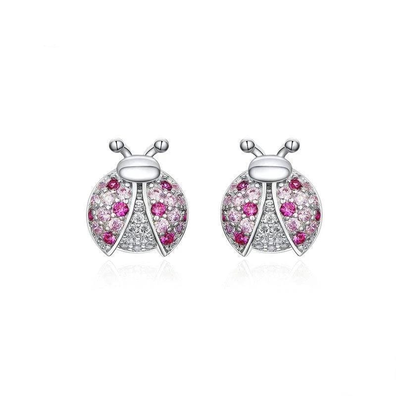Stud Classic Jeweled  Ladybug Earrings