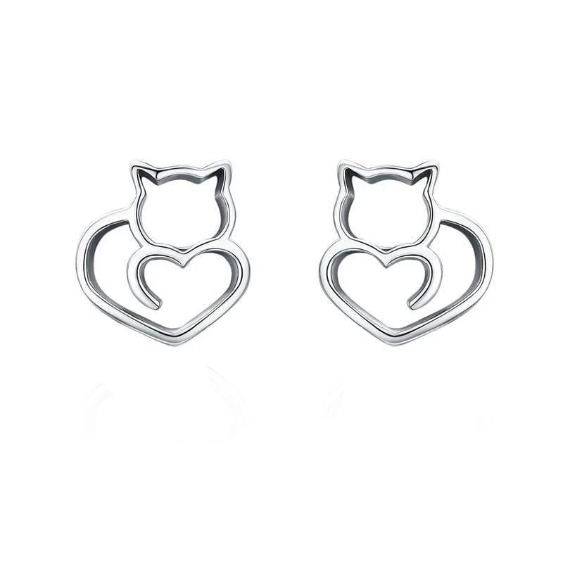 Stud Classy Cat Heart Stud Earrings