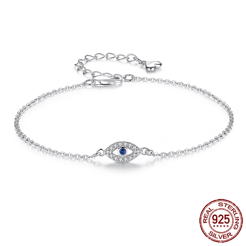 Tennis Evil Eye Tennis Bracelet Sterling Silver Blue Stone