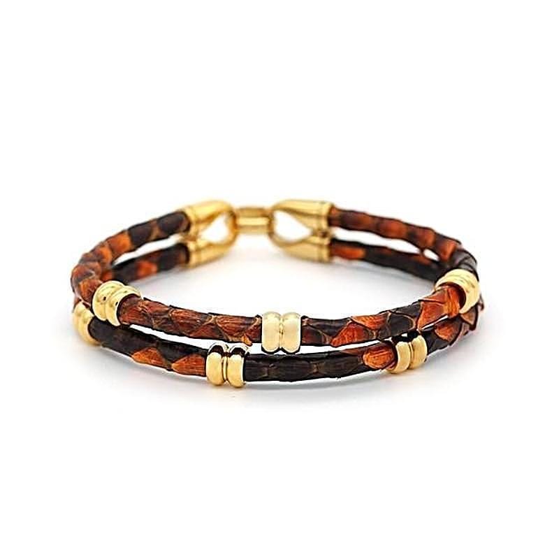 Classic Double Band Luxury Leather Leather Unique Leather Bracelets Brown 16cm 