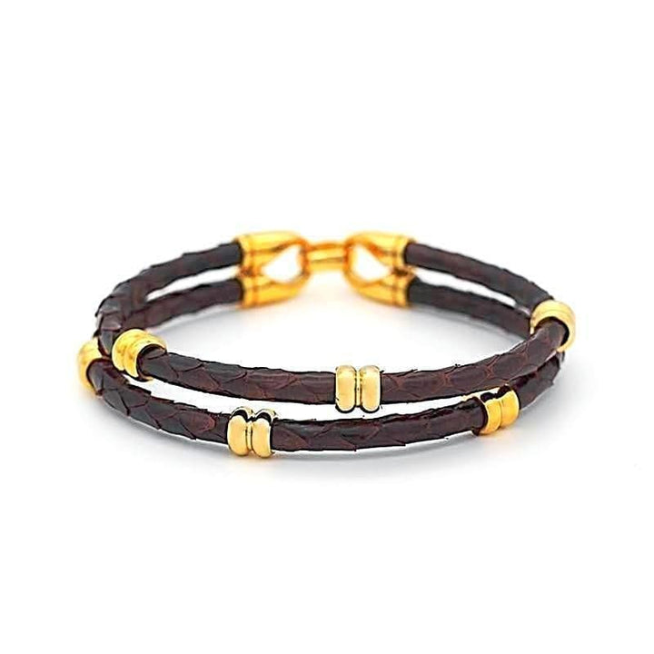 Classic Double Band Luxury Leather Leather Unique Leather Bracelets Coffee 16cm 