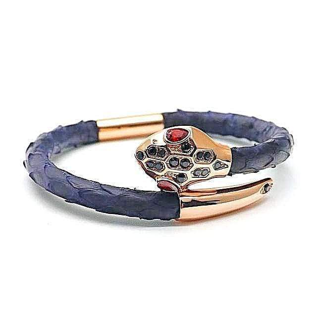 Womens Bracelets Royal Blue Exotic Luxury Leather Bracelets Blue/Gold / 17cm