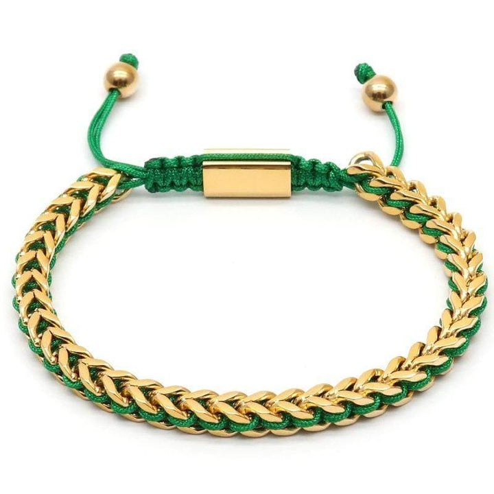 Womens Bracelets The Camille Hand Woven Womens Bracelets 18cm / Gold/Green